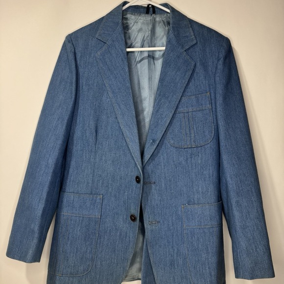 Sears Other - Sears Contemporary Lines Denim Suit Coat And Vest Vintage Size 38 Regular